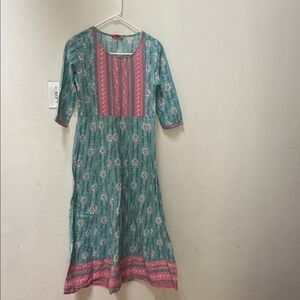 Wish Teal and Pink Floral Midi Dress